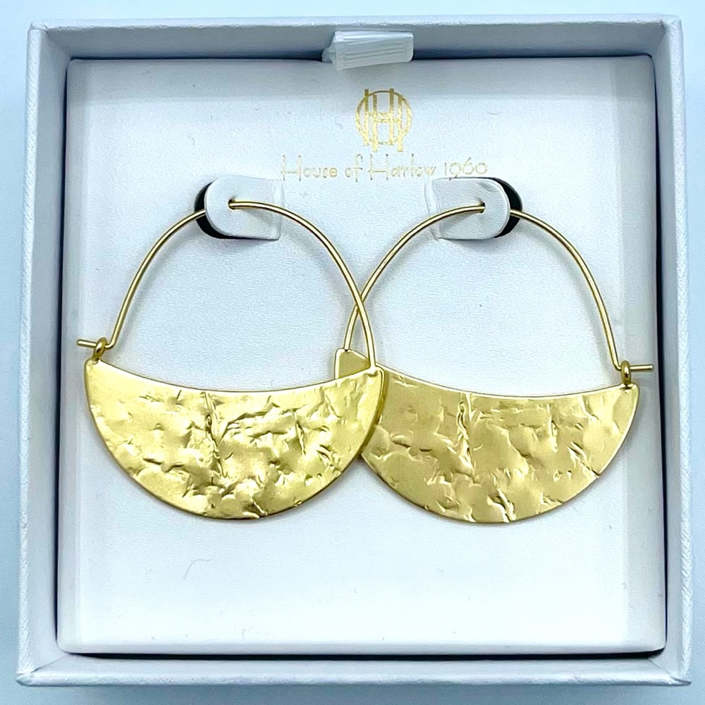 House of Harlow 1960 Gold Hammered Earrings